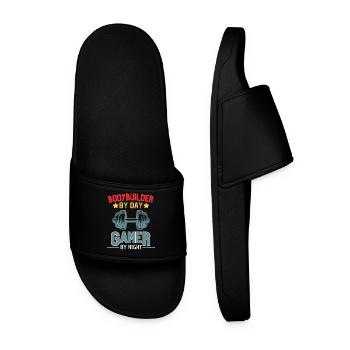 Gamer Bodybuilder Strength Sports Design - Men’s Pool Sliders - black - Front