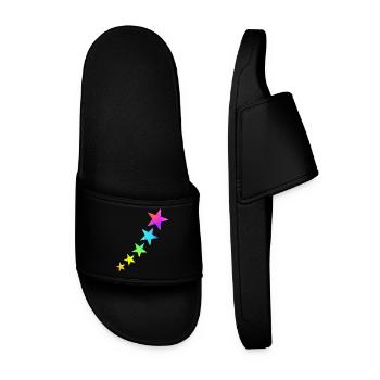 Colorful stars in rainbow colors - Men’s Pool Sliders - black - Front