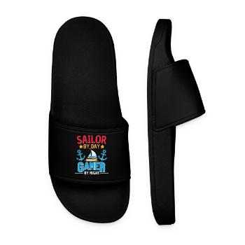 Sailing meets gaming design - Men’s Pool Sliders - black - Front