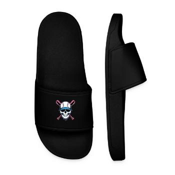 Baseball Totenkopf Baseballschläger - Männer Badelatschen - Schwarz - Vorne
