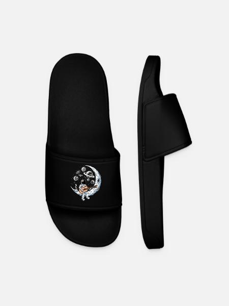 Astronaut Playing Guitar - Men’s Pool Sliders - black