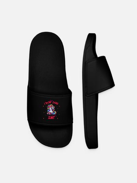 I Don't Care Unicorn Statement design - Men’s Pool Sliders - black