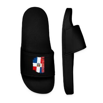 Vertical Dominican flag, Dominican pride - Men’s Pool Sliders - black - Front