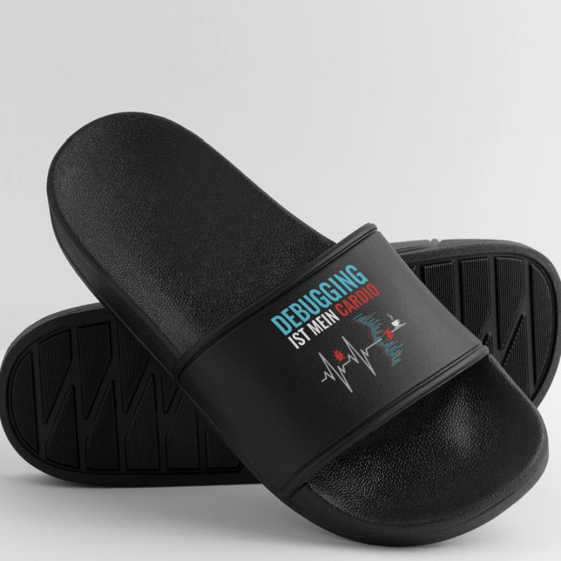Debugging is my cardio - programmer nerd Men’s Pool Sliders