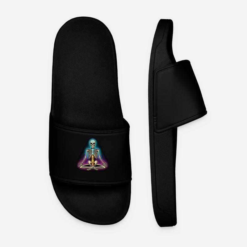 Skeleton Yoga - Chakra Pose - Men’s Pool Sliders - black