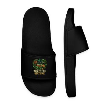 Nerdy By Nature Retro Illustration - Men’s Pool Sliders - black - Front