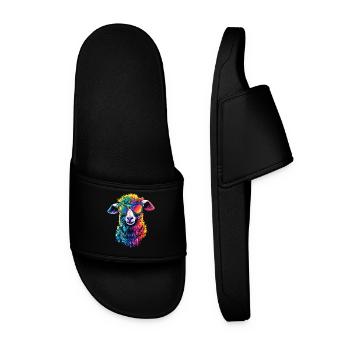 Sheep Lamb Sheep Domestic Sheep Shepherd Sweet Sheep - Men’s Pool Sliders - black - Front