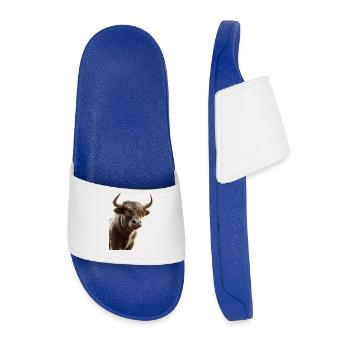 Bull Bull Ox Cattle Farm Cow Taurus Bulls - Men’s Pool Sliders - royal blue - Front