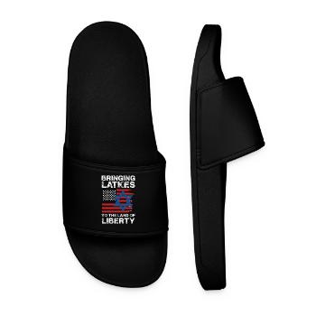 Bringing Latkes To The Land Of Liberty – - Men’s Pool Sliders - black - Front
