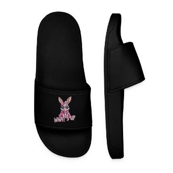 Cooler Hase Mit Sonnenbrille Und Kaugummi - - Männer Badelatschen - Schwarz - Vorne