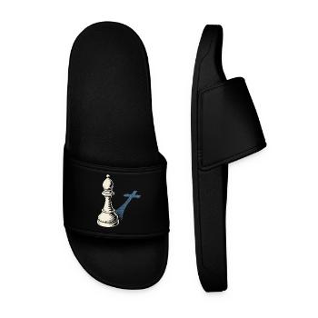 Schachspieler Bauer Design Schattenkreuz - Männer Badelatschen - Schwarz - Vorne