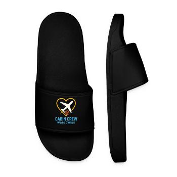 Flight Attendant Cabin Crew Life Aviation - Men’s Pool Sliders - black - Front