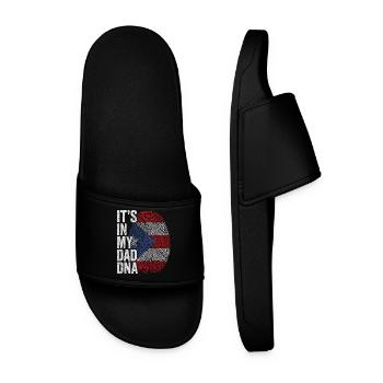 Puerto Rico Flag Puerto Rican Dad Footprint - Men’s Pool Sliders - black - Front