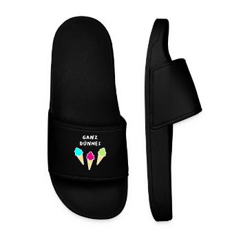 Very thin cream, cool quotes, office humor, cream - Men’s Pool Sliders - black - Front