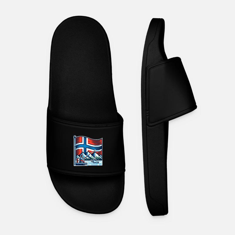 Norwegen Angeln Boot - Männer Badelatschen - Schwarz