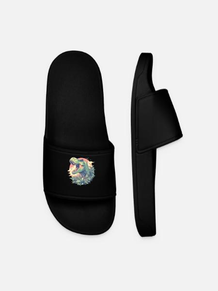 Dino Dinosaur Dinosaur - Men’s Pool Sliders - black