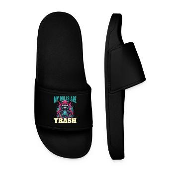 My Rolls Are Trash Funny Dice Quote RPG Humor - Men’s Pool Sliders - black - Front