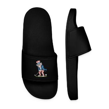 Golf Player Grandpa Independence Day 4th of July - Men’s Pool Sliders - black - Front