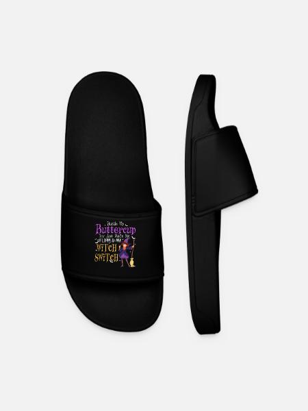 Buckle Up Buttercup Witch Switch Halloween - Men’s Pool Sliders - black