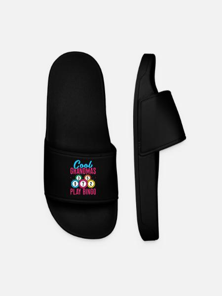 Bingo Game Cool Grandmas Play Bingo - Men’s Pool Sliders - black