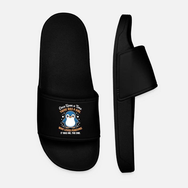 Penguin Cute Saying - Men’s Pool Sliders - black