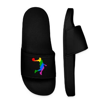 Rainbow Basketballer - Männer Badelatschen - Schwarz - Vorne