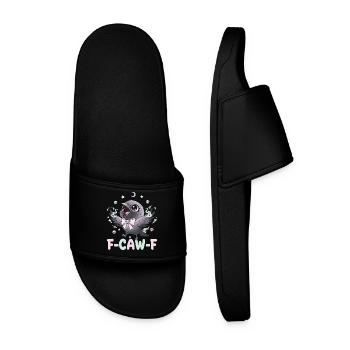 Kawaii Pastel Goth Black Crow F-Caw-F - Men’s Pool Sliders - black - Front