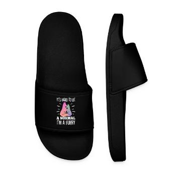 It's Hard To Be A Normal I'm A Furry - Men’s Pool Sliders - black - Front