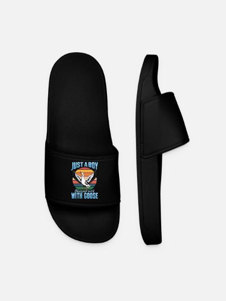 Funny Bird Goose - Men’s Pool Sliders - black