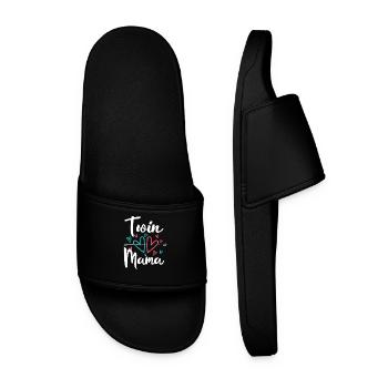 Twin Mom Pregnancy Mom of Twins - Men’s Pool Sliders - black - Front