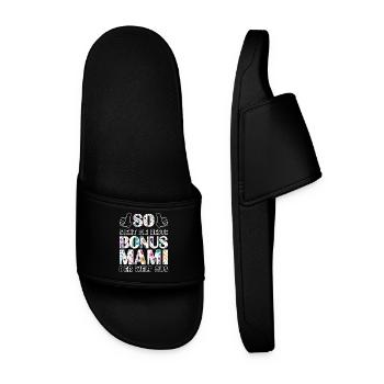 Bonus Mami Mama beste Mutter Muttertag Geschenk - Männer Badelatschen - Schwarz - Vorne