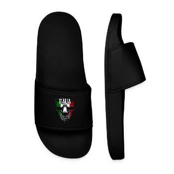 Crâne avec drapeau italien, patriote italien - Claquettes Homme - noir - Devant