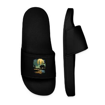 Rétro extérieur nature sauvage ours arbres - Claquettes Homme - noir - Devant