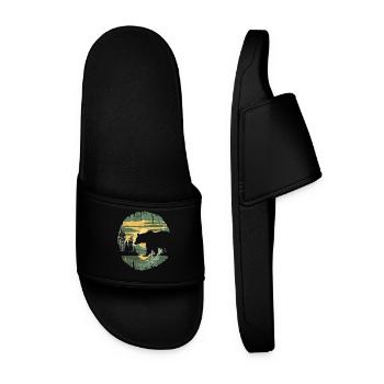 Retro Outdoor Wilderness Bärenbäume - Männer Badelatschen - Schwarz - Vorne