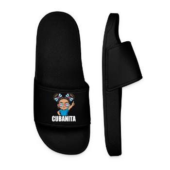 Cuba Flag Cute Cubanita Girls Women - Men’s Pool Sliders - black - Front