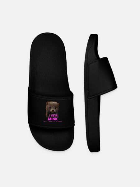 I Wear Mink – Anti-Fur Statement - Men’s Pool Sliders - black