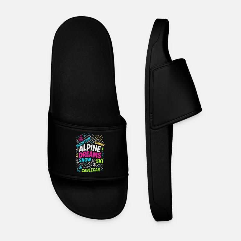 Alpine Dreams | Winter Ski Design - Men’s Pool Sliders - black