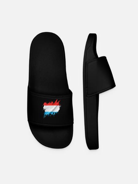 Luxembourg flag, torn style - Men’s Pool Sliders - black