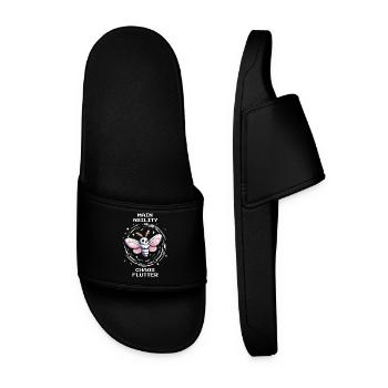 Chaos Moth | Main Ability Retro Gaming Saying - Men’s Pool Sliders - black - Front