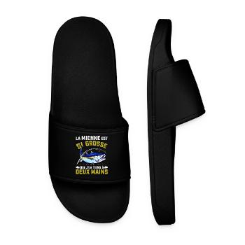 Original Fisherman Funny Humor Fishing Gift - Men’s Pool Sliders - black - Front