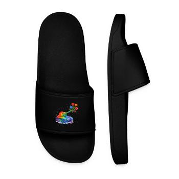 Rainbow Tank Peace – Watercolor Antiwar - Men’s Pool Sliders - black - Front