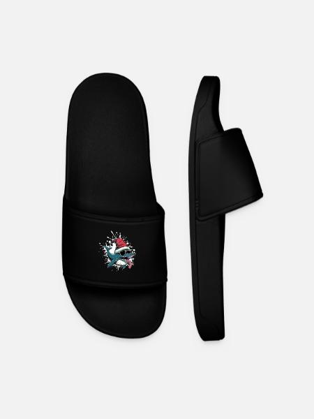 Whale Christmas Funny - Men’s Pool Sliders - black
