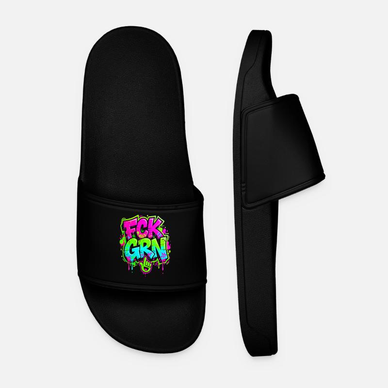 FCK GRN Graffiti - Men’s Pool Sliders - black