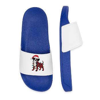 Dog Boxer Christmas Plaid Red Plaid - Men’s Pool Sliders - royal blue - Front