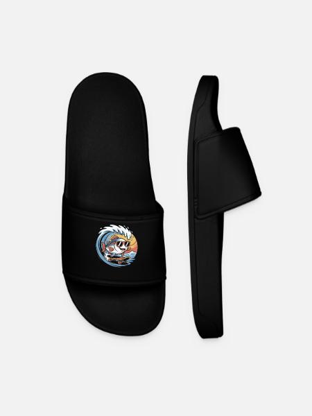 Surfing fish with sunglasses - Men’s Pool Sliders - black