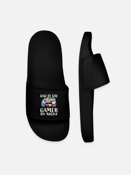 Dad by Day Gamer by Night - Men’s Pool Sliders - black