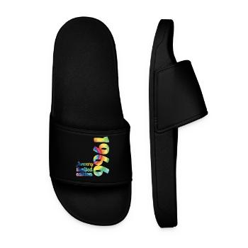 Birthday January 1966 Gift Tie And Dye Tee - Men’s Pool Sliders - black - Front