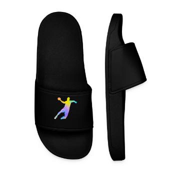 Handball Joueur de Hand Coloré Papa Handballeur  - Claquettes Homme - noir - Devant