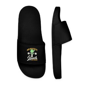 Haltérophiles LES POIREAUX LES PLUS FOUS DE LA SALLE DE SPORT Drôle - Claquettes Homme - noir - Devant