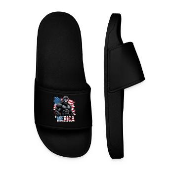 Muscle gorilla with flag - Men’s Pool Sliders - black - Front